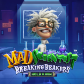 Mad Scientist Breaking Beakers logo