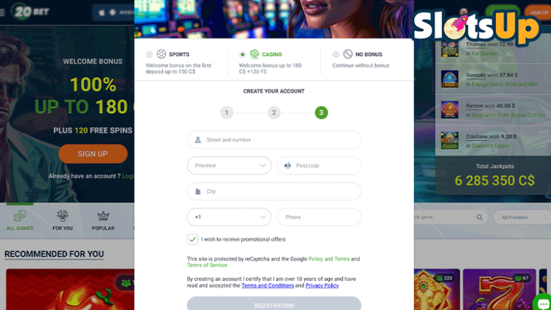 20bet casino login step 4