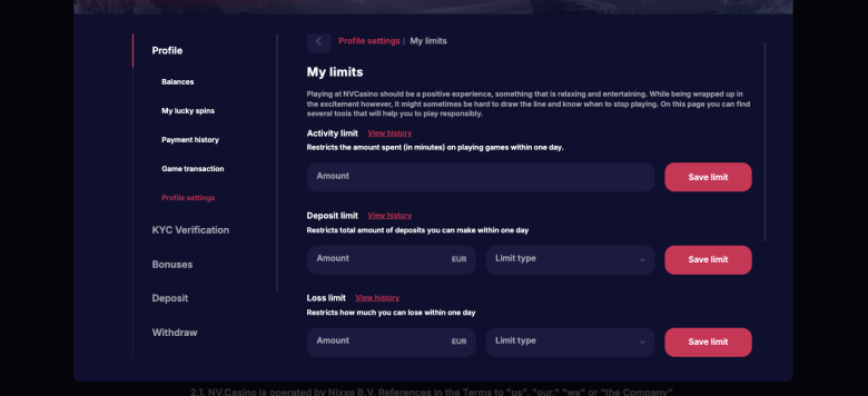 NV Casino responsible gambling tools