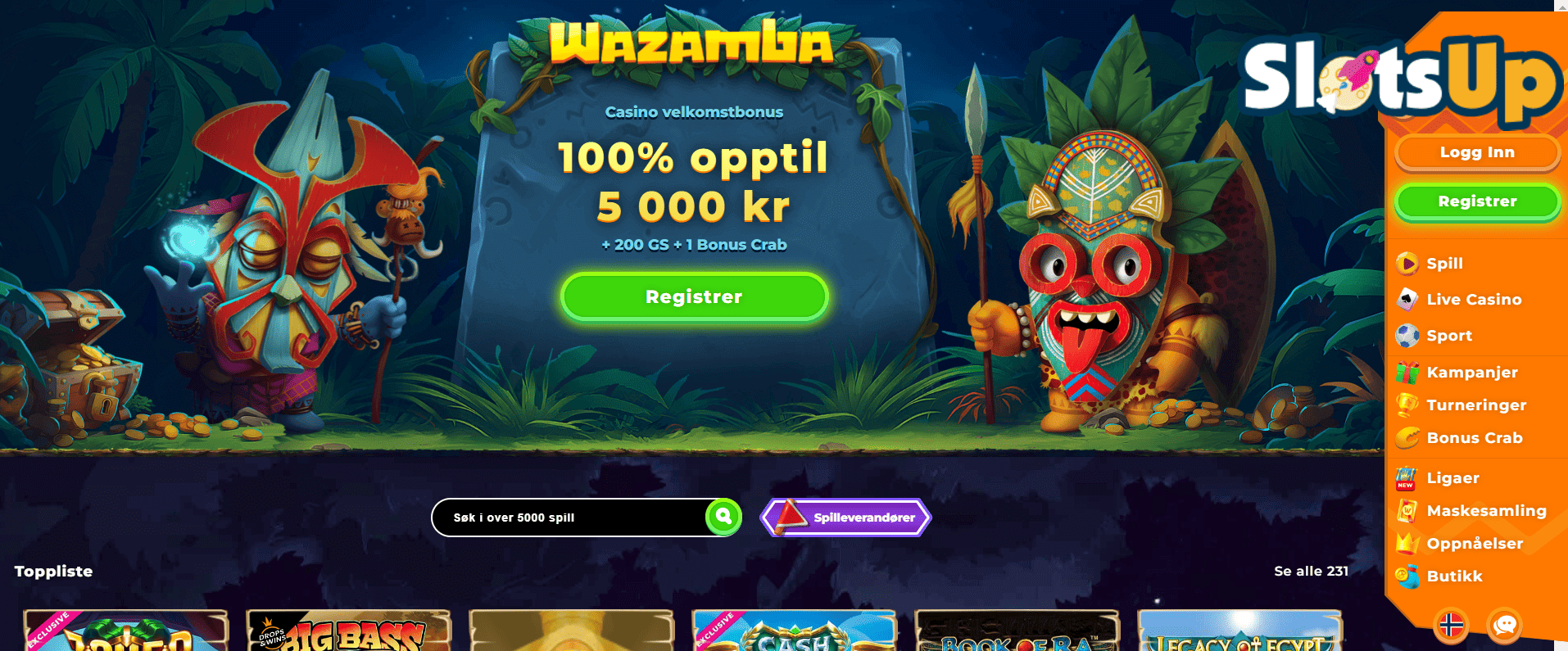 Wazamba Online Casino Registrering Trinn 1