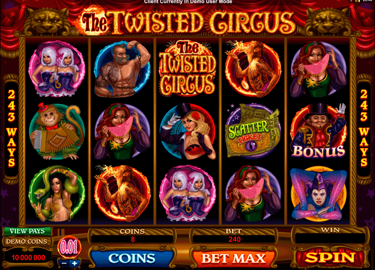 the twisted circus microgaming automat pa nett 